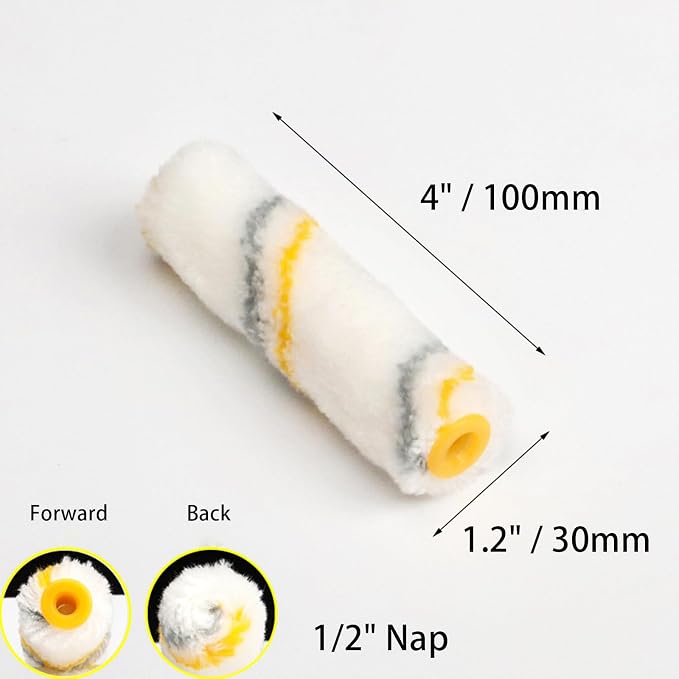 King Origin 10-Pack Paint Roller 4 Inch, 1/2" Nap | Small Paint Roller Covers, Lint Free Paint Roller Refills for Walls, Trim, and Home Painting Projects