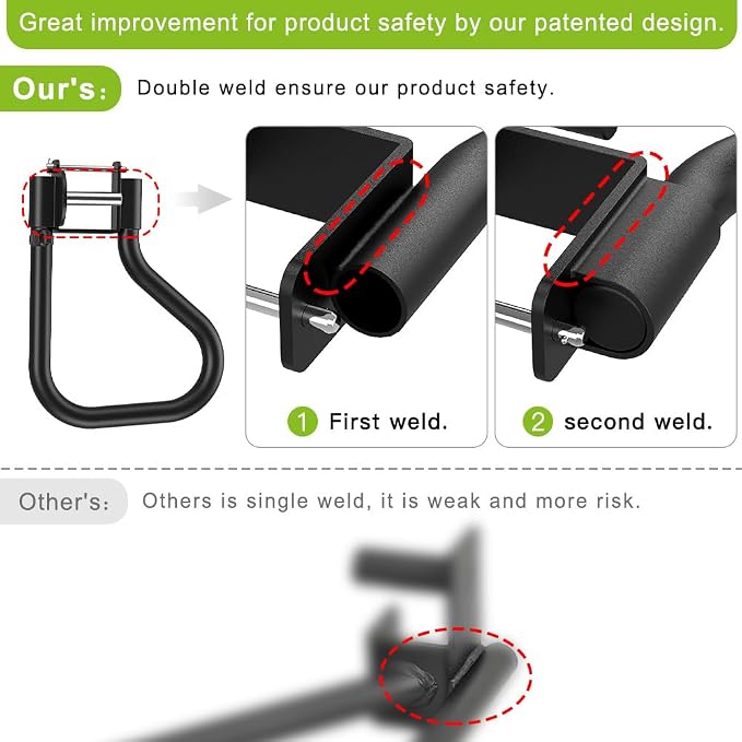 SELEWARE Dip Bar Attachment for Power Rack, 2 x 2 Tube, Multi Grip Handle | Fully Welded Steel Design, Stable Support for Dips, Pull Ups and Strength Training, Ideal for Home Gym Workouts