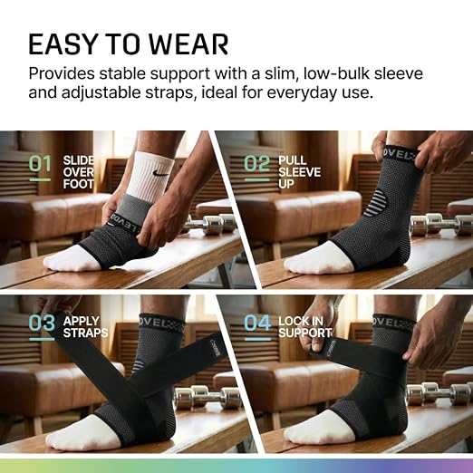 Modvel Foot & Ankle Brace Socks with Adjustable Support Strap – 2 Pack Compression Sleeves for Sprained Ankle, Plantar Fasciitis Relief Tendonitis & Arthritis, Stabilizing Foot & Ankle Support for Women & Men