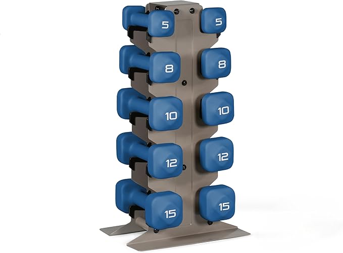 Tone Fitness Neoprene Dumbbell Set with Storage Rack – Non-Slip, Anti-Roll Hand Weights for Home Gym Workouts | 20 lb, 32 lb, 50 lb, 60 lb & 100 lb Options