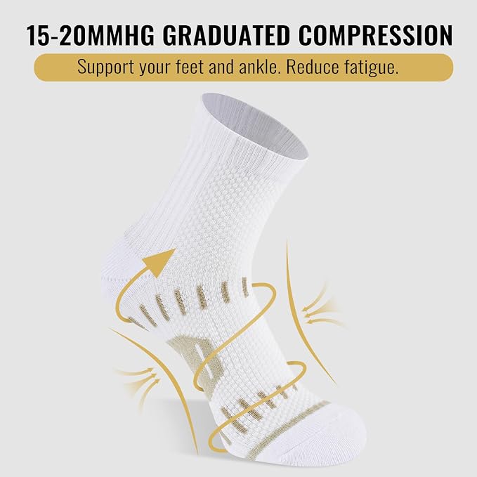 6 Pairs Copper Ankle Compression Socks for Men and Women | Copper Graduated Compression Socks with Terry Cushioning and Arch Support, Breathable Mesh Design, Machine Washable