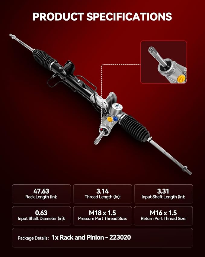 Torchbeam Power Steering Rack & Pinion Assembly Fit for 2007-2010 Patriot/Compass, 2011-2017 Patriot/Compass FWD, Hydraulic System Steering, Replaces OEM 22-3020