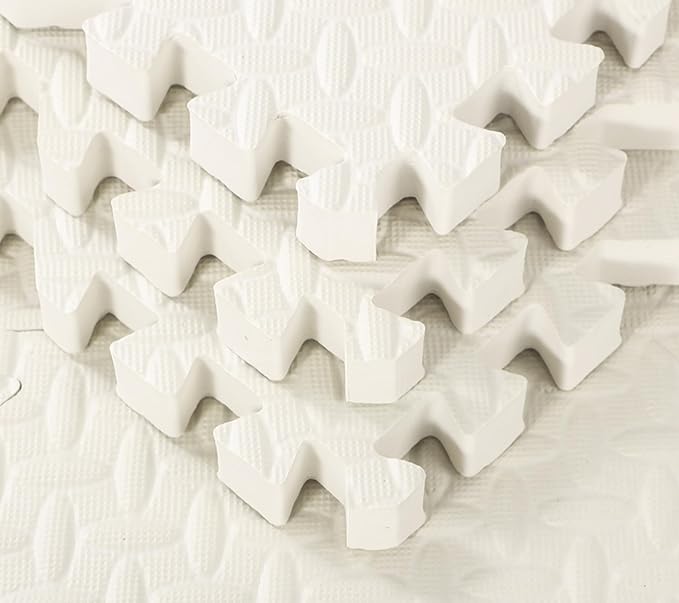 Arrowbash 12x12x1 Inch EVA Thick Interlocking Foam Floor Tiles Puzzle Exercise Mat Foam Mats for Home Gym Pets(White,12)