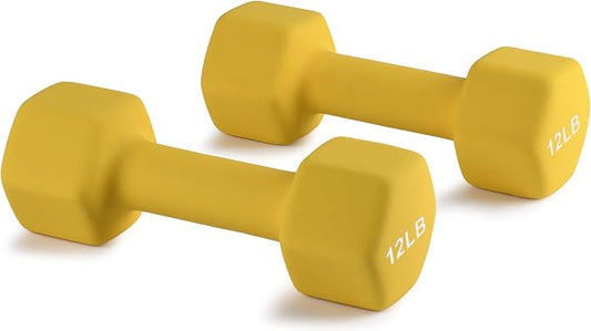 Portzon Dumbbells Neoprene with Non Slip Grip weight for Total Body Workout Compatible with of 2 Set,1-15 LB, Anti-Slip, Anti-roll, Hex Shape