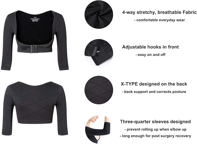 KSKshape Arm Shaper for Women Arm Compression Sleeves Post Surgical Slimming Sleeves Posture Corrector Tops Shapewear