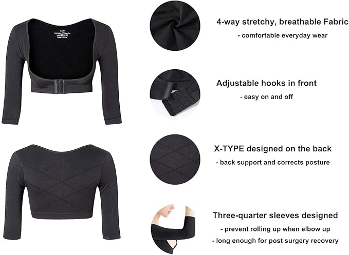 KSKshape Arm Shaper for Women Arm Compression Sleeves Post Surgical Slimming Sleeves Posture Corrector Tops Shapewear