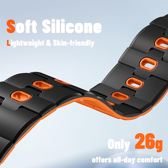 Bandletic Magnetic Silicone Watchband Compatible with All Apple Watch | Strong Magnet Sport Strap for iWatch Ultra 49mm Series 11-1 SE 46mm 45mm 44mm 42mm 41mm 40mm 38mm, Ideal for Men Women