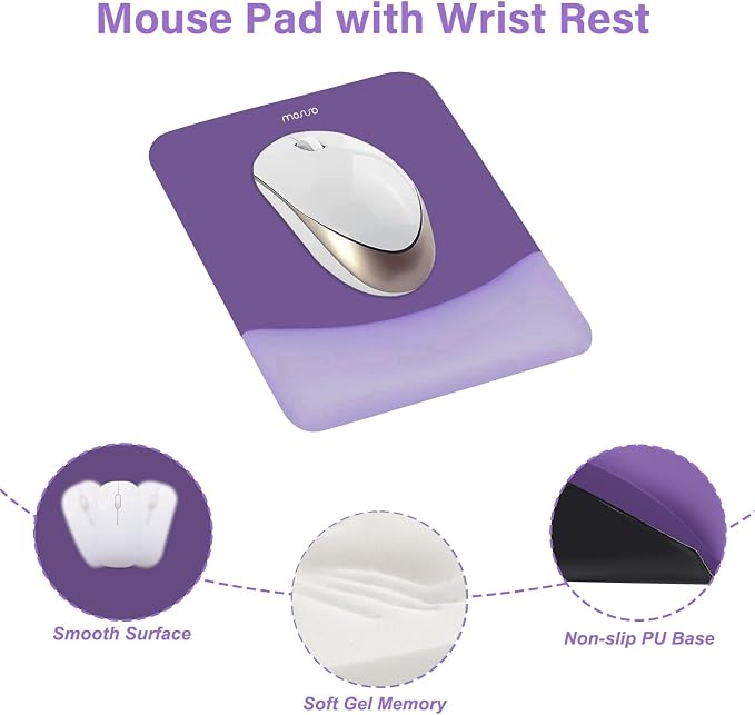 MOSISO Wrist Rest Support Mouse Pad & Keyboard Set, Imperial Purple | Rectangular Ergonomic Mousepad, Non-Slip Base, Home/Office Pain Relief & Easy Typing, Neoprene Cloth & Raised Silicone Lining