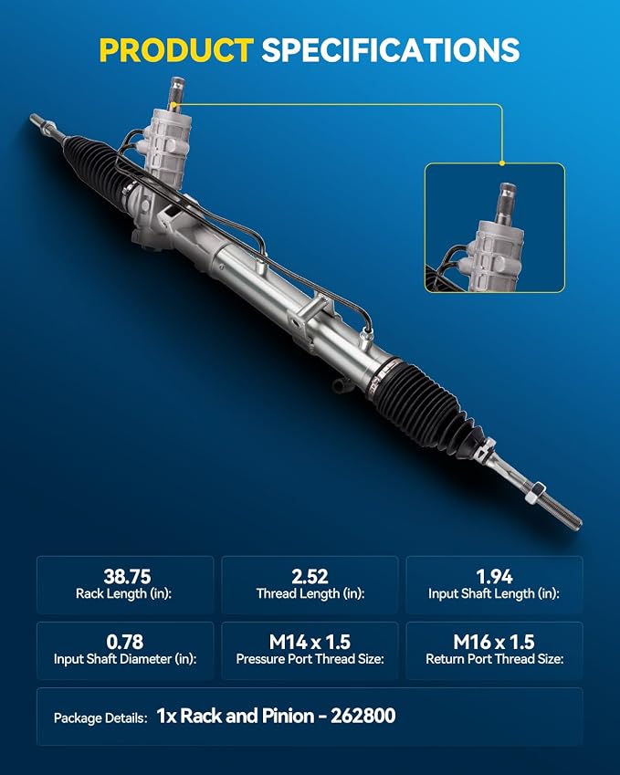 PHILTOP Power Steering Rack and Pinion Assembly Compatible with 2001-2005 325i, 2001-2006 330Ci, 2001-2006 325Ci, 2001-2006 M3, 2001-2005 330i, 1999-2000 323i Replace 26-2800, 262800, 32136757651