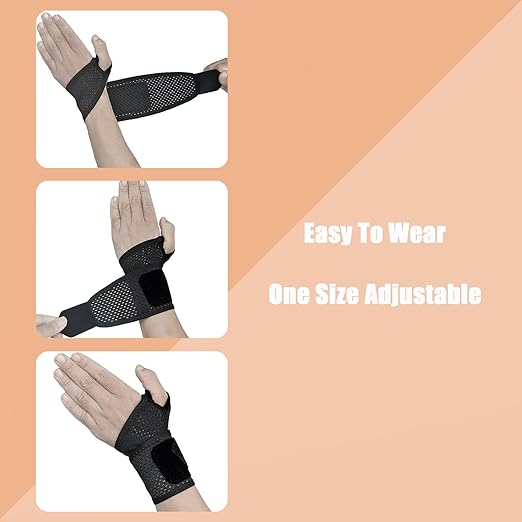 2 Pack Ultra-Thin Mesh Wrist Brace - Breathable Compression Wrist Support for Workouts & Daily Use - Adjustable Wrist Strap - Unisex Wrist Brace for Pain Relief, Tendonitis, Carpal Tunnel (Black)