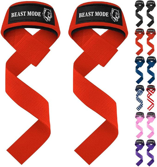 TECEUM Neoprene Padded Cotton Lifting Straps for Weightlifting, 1 Pair