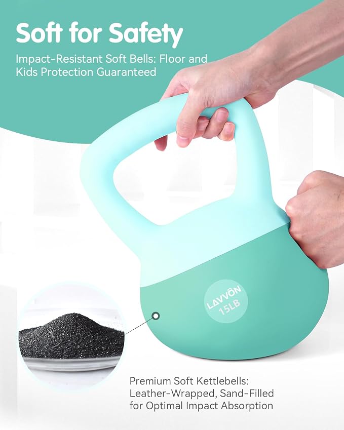 Soft Kettlebell - Cushioned Impact-Resistant Base and Anti-Slip | Kettle bell Anti-Slip Grip Weight for Home Workouts, Safe Strength Training Kettlebells Sets for Women& Men - Non-Slip Gloves