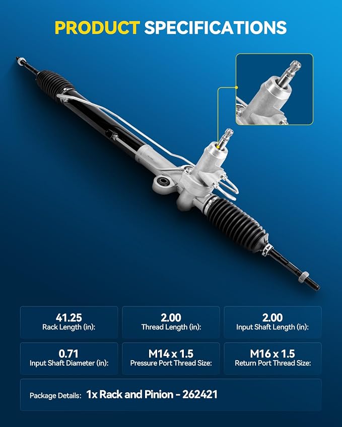 PHILTOP Power Steering Rack and Pinion Assembly for 2006-2011 Accent | Replace No.262421, 577001E050, 577001E000, 577001E100, 577241E100