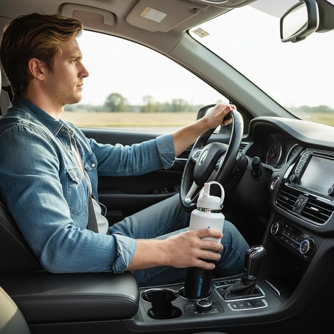 SENDESTAR SENDESTAR 40oz Stainless Steel Water Bottle(Cold for 48 Hrs, Hot for 24 Hrs),Double Wall Vacuum Insulated Bottle with Straw Lid, Spout Lid and Flex Cap, Fit in Any Car Cup Holder