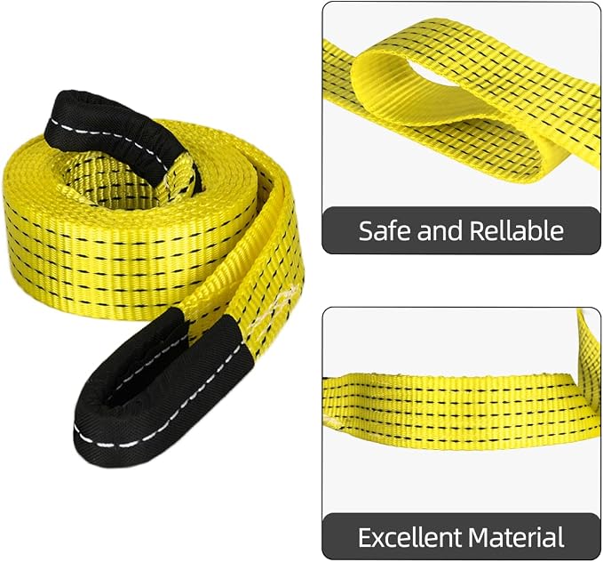 2 Pack 10' x 2" Lifting Sling Straps, 10 Feet Heavy Duty Lift Rigging Strap Tree Saver Recovery Securing Straps, Polyester Flat Towing Web Sling Winch Strap for Trailer, Hoist, Truck.