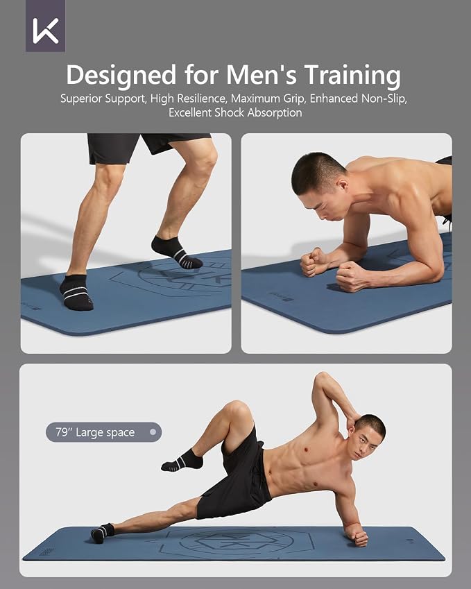 KEEP Extra Wide & Long Yoga Mat for Men, 79"x39"x7mm Thick, Non-Slip TPE Exercise Mat, High-Density Anti-Tear Fitness & Pilates Mat for Tall Users