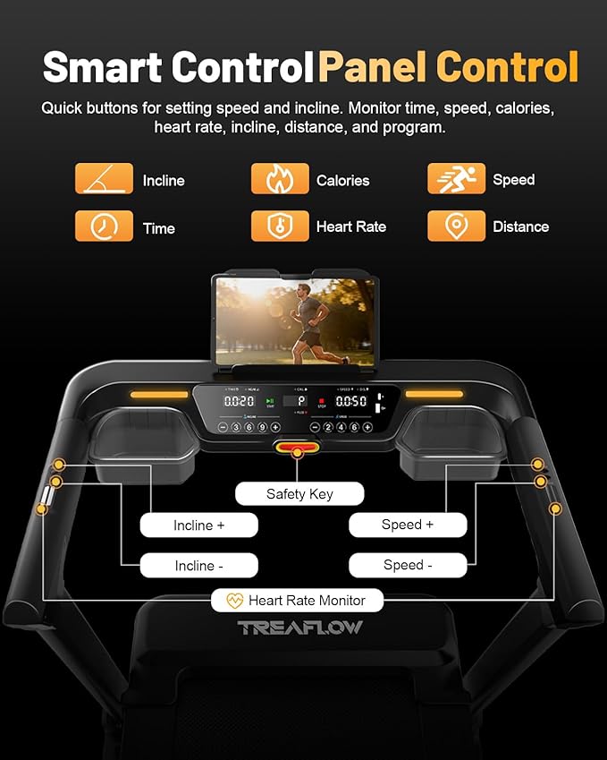 TREAFLOW Folding Treadmill with 25% Auto Incline, 3.5HP | Brushless Motor, 10 MPH Performance, Joint-Friendly Cushioning, Easy Handrail Controls, Space-Saving Folding Design
