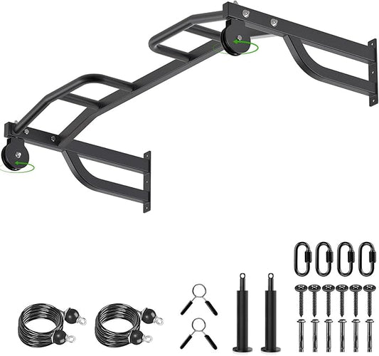 Kipika 48" Ceiling Mounted Pull Up Bar, Heavy Duty Multi-Grip Chin Up Bar,Mounted Pullup Bar, Adjustable Height, Pull Up Bands for Chin Ups & Body Stretching, Ideal for Home Gym and Strength Training
