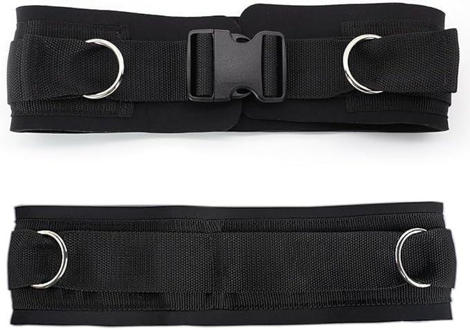 LOOEEL Adjustable Waist Belt Soft Neoprene Padded Belt with 2 Movable Rings for Cable Machines Fitness Exercise Speed Agility Resistance Training