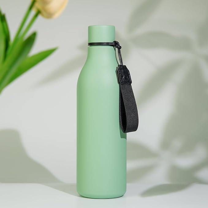BJPKPK 25oz Insulated Water Bottle, Stainless Steel Bottle with Carry Strap | Keep Cold & Hot Vacuum Insulation, Leak-Proof BPA-Free Design, Slim Bottle Fits Most Cup Holders for Gym, Office & Travel