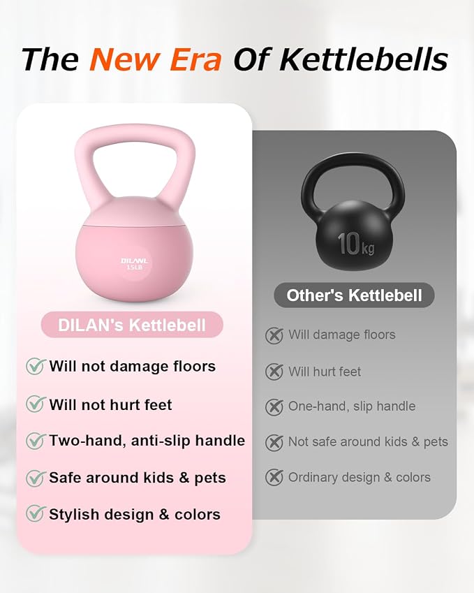 Soft Kettlebell, Safe Strength Training Kettle bell, Cushioned Impact | Resistant Base and Anti-Slip Grip Weight, Kettlebells Set for Home Workouts and Men/Women/Beginners,With Non-slip Gloves