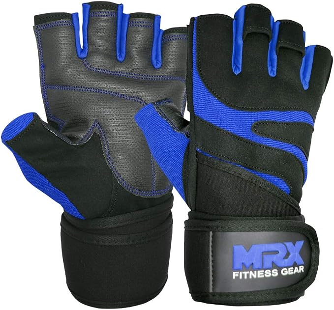 MRX Weightlifting Gloves for Men Workout Gloves Mens Wrist Support Lifting Gloves Male Gym Gloves | Workout Gym Accessories for Men Weight Lifting Fingerless Gym Exercise for Powerlifting