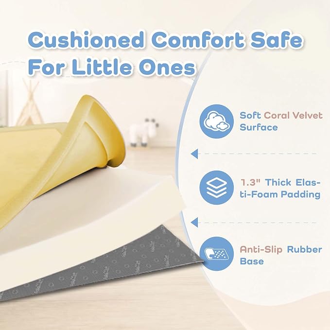 1.3" Thick Baby Play Mat for Floor,28x72 Bedside Rugs, Non-Slip | Ultra Soft Playmat for Baby,Tummy Time Foam Mats,Cushioned for Infant,Kids and Toddler Crawling,Easy Care