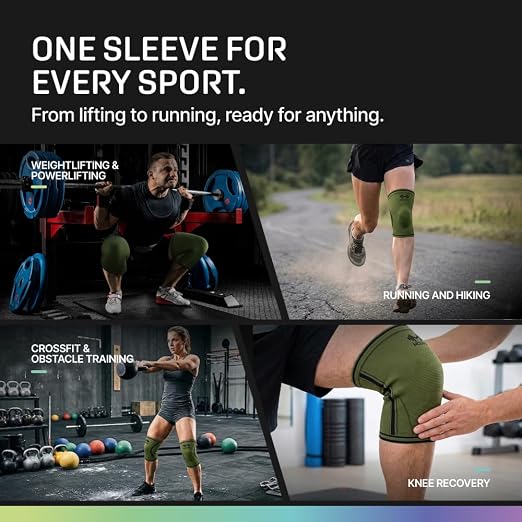 Modvel 7mm Neoprene Knee Sleeves for Men & Women Weightlifting & Powerlifting – Compression Knee Sleeve Support for Squats, Gym, Training – USPA, IPL Approved – Medium Green (Pair)