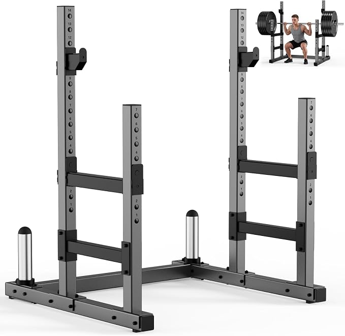 PASYOU Adjustable Squat Power Rack for Home Gym | Adjustable Free Weight Racks, Dual Steel Frame, Push-up Handles, with Dumbbell Storage, Heavy Strength Training for Home Gym