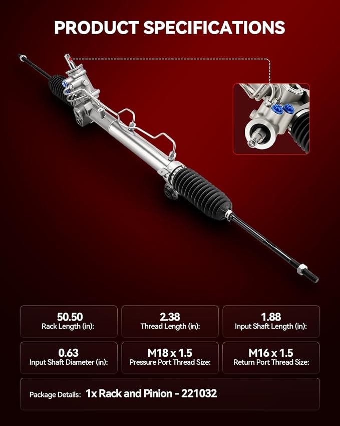 Torchbeam Hydraulic Power Steering Rack and Pinion Replacement for Buick 2006 2007 2008 Lucerne 3.8L, 2009 2010 2011 Lucerne 3.9L Replace# 221032