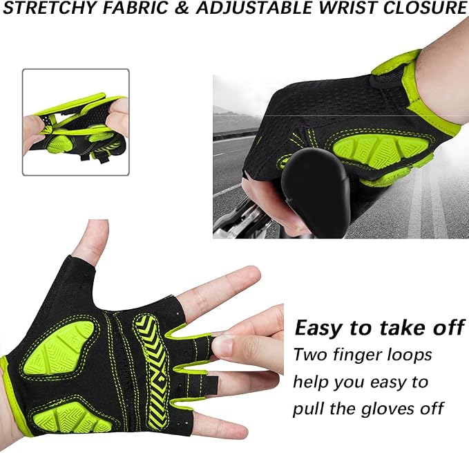 Cycling Gloves Bicycle Road Bike Gloves, Half Finger 5MM Gel | Biking Gloves for Men Women Gym workout exercise Motorcycle Hiking Rowing Outdoor Sports