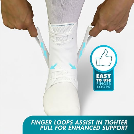 Med Spec ASO Ankle Stabilizer Lace Up Ankle Brace Sprain Support White, XL | Ankle Brace for Sprains, Instability, Bilateral Orthopedic Support, Sports Injury Recovery, Men, Women, Teens & Kids. 264006