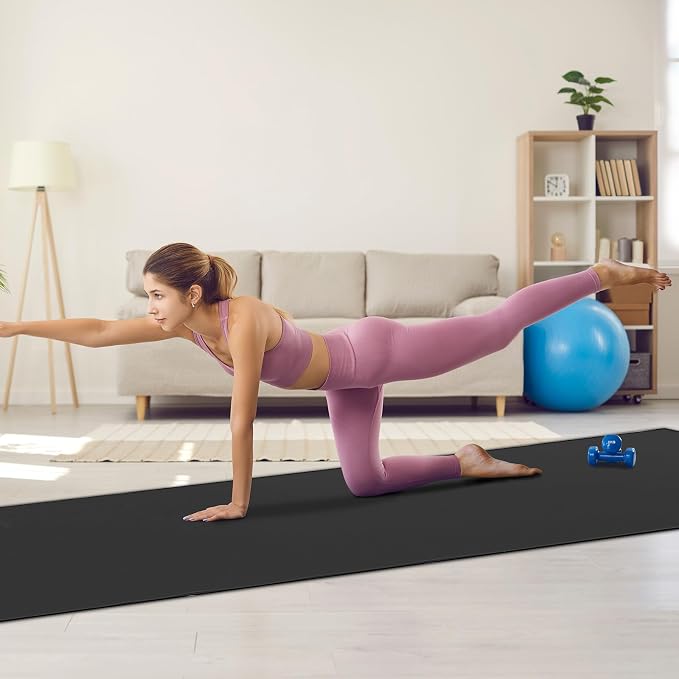 VEVOR Large Exercise Mat, 12'x6'/10'x6'/9'x6'/8'x6'/8'x5'/7'x5'/6'x4' (7mm) Extra Thick, Non Slip High Density Premium Workout Mat, Exercise Yoga Mat for Men & Women, Fitness & Exercise Mat with Bag & Carry Strap, for All Types of Home Yoga, Pilate & F...