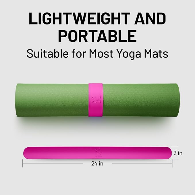 Yoga Mat Strap Slap Band, One Snap Keeps Mats Tightly Rolled, Heavy-Duty Clasp Fits Most Size Mats(24" L X 2" W)