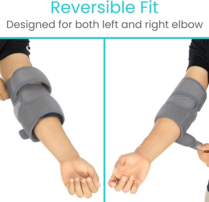 Vive Elbow Brace - Tennis Compression Sleeve - Wrap for Golfers, Bursitis | Left or Right Arm - Tendonitis Support Strap for Golf, Men and Women - Epicondylitis and Sports Recovery (Gray, Standard)