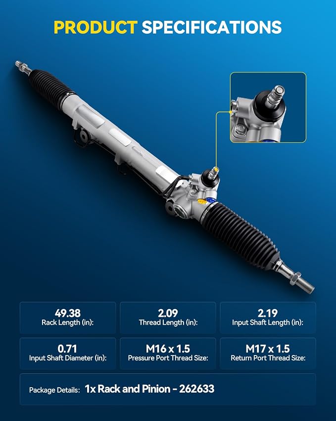 PHILTOP Power Steering Rack and Pinion for 07-21 Tundra, 08-22 Sequoia | No.442500C131, 442500C070, 442500C060, 442500C090, 442500C100, 442500C091, 442500C110, 442500C120, 455030C030, 262633