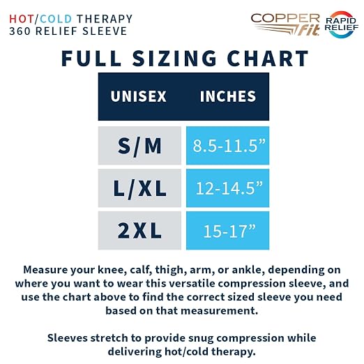 Copper Fit 360 Freeze Compression Sleeve (XX-Large) | Hot and cold compression sleeve for pain relief, swelling reduction, recovery, and joint support.