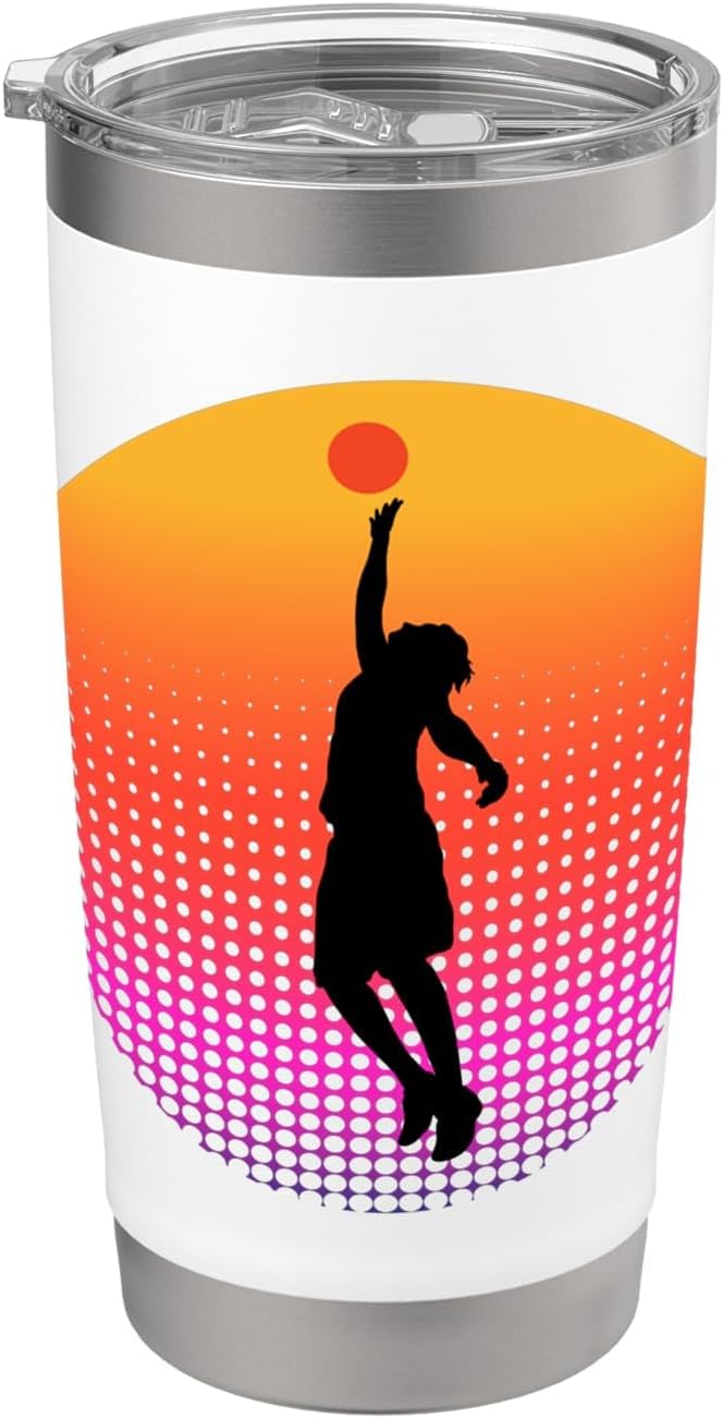 Basketball Game Hoop Slam Dunk Ball Retro Sunset Player Gift Stainless Steel Insulated Tumbler