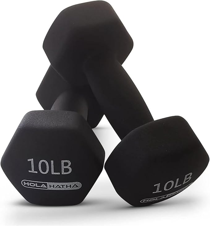 HolaHatha 1, 2 and 3 lb Neoprene Dumbbell Strength Training Weight Set with Rack