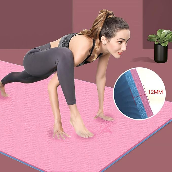 Hatha Yoga Extra Thick TPE Yoga Mat - 72"x 32" Thickness 1/2 Inch -Eco Friendly- With High Density Anti-Tear Exercise Mats For Home Gym Travel & Floor Outside
