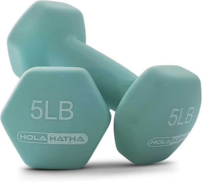 HolaHatha 1, 2 and 3 lb Neoprene Dumbbell Strength Training Weight Set with Rack