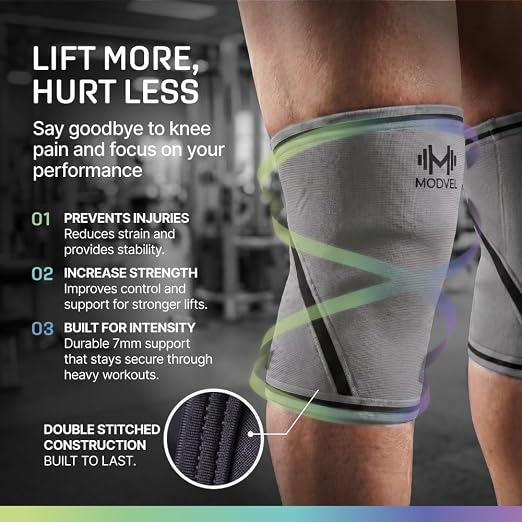Modvel Strength 7mm Knee Sleeves (Pair) for Weightlifting & Powerlifting (USPA, IPL Approved) | High-Performance Knee Compression Support For Squats, Weight Lifting - Men and Women