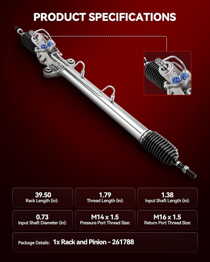 Torchbeam Hydraulic Power Steering Rack and Pinion Replacement for Honda 1997 1998 1999 2000 Prelude 2.2L Replace# 261788