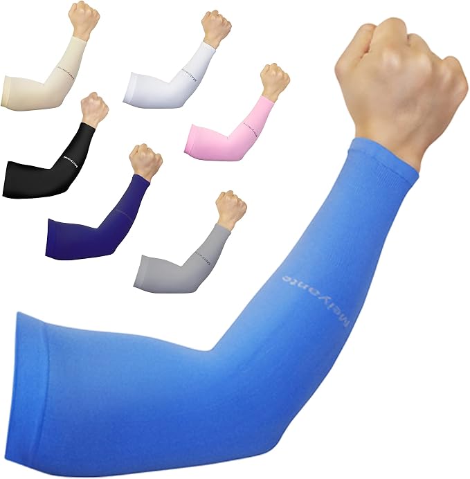 Cooling Arm Sleeves for Men & Women, UPF 50+ UV Protection | Wrist-length UPF 50+ arm sleeves for work, driving, gardening and sports; 88% nylon/12% spandex; 1 pair.