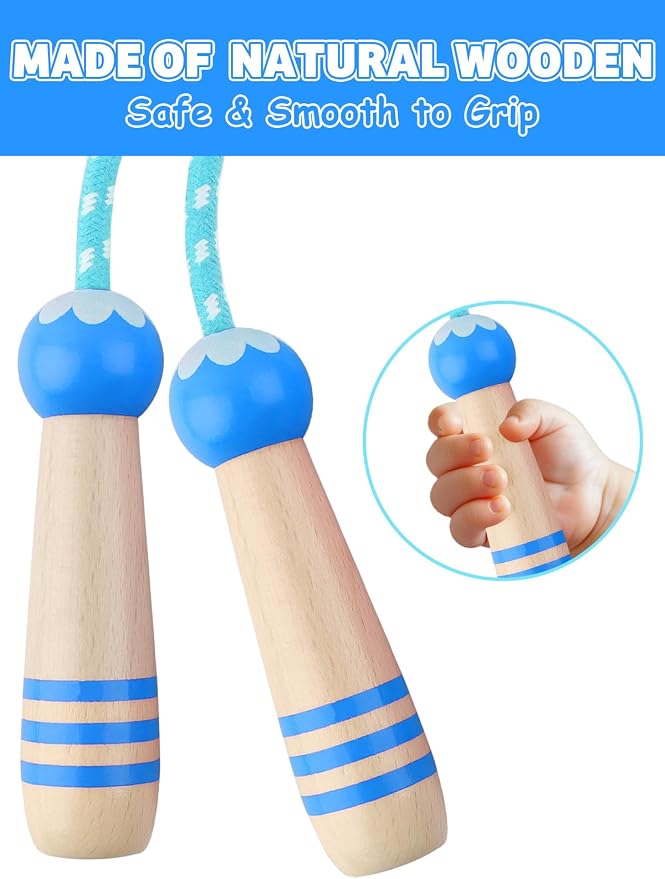Jump Rope for Kids, Lorvain Adjustable Skipping Rope | Kids Jump Ropes with Wooden Handle for Girls Boys, Weighted Jumping Ropes for Fitness Workout Exercise Outdoor Fun Activity