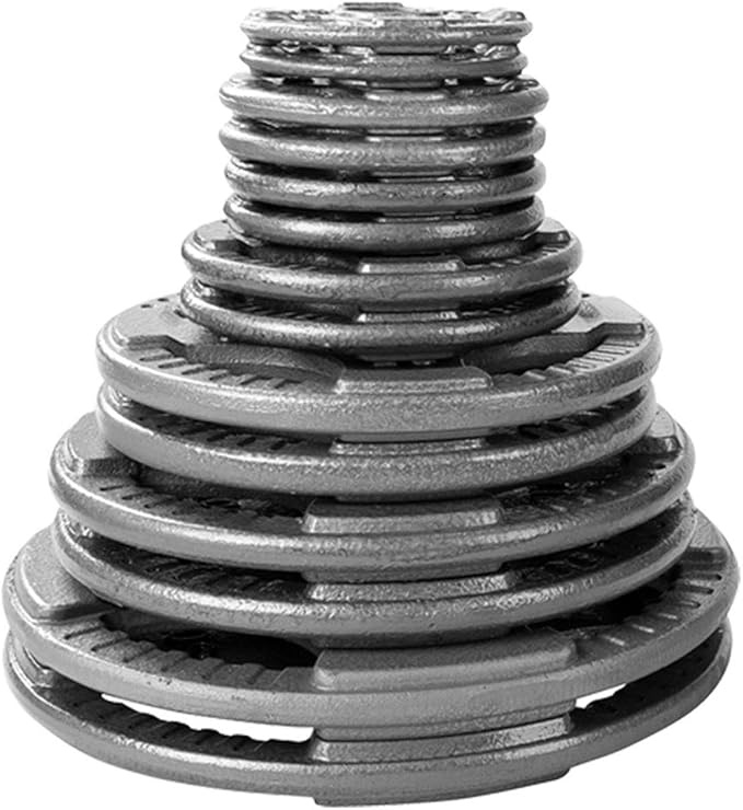 Body-Solid (OST255) Cast Iron Olympic Quad Grip Design Weight Plate Set - Free Weights, Dumbbell Plates, 2 Inch Standard Hole for All Barbell Types, 255 Pound Total Weight Sets
