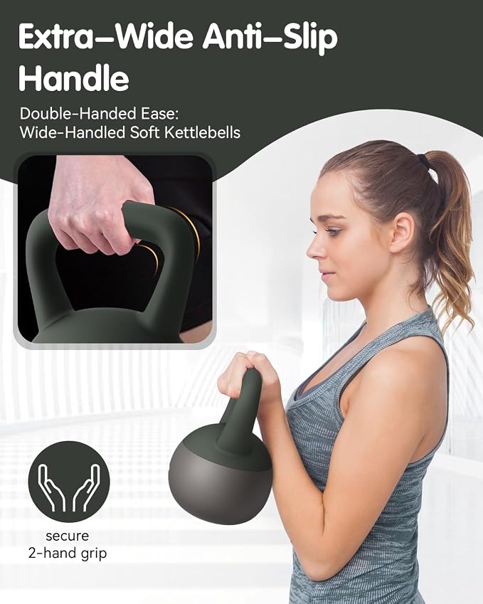 Soft Kettlebell - Cushioned Impact-Resistant Base and Anti-Slip | Kettle bell Anti-Slip Grip Weight for Home Workouts, Safe Strength Training Kettlebells Sets for Women& Men - Non-Slip Gloves