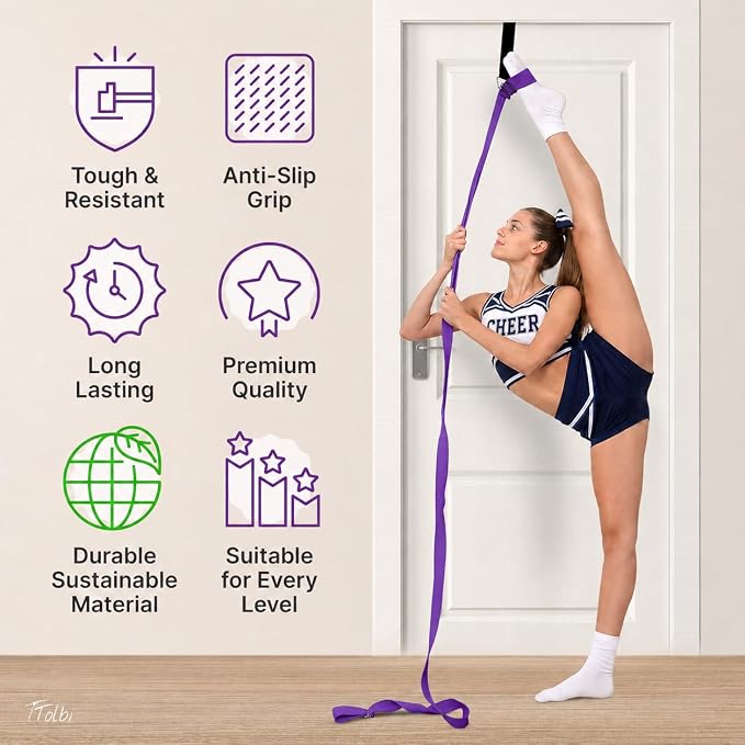 Leg Stretcher Strap with Door Anchor and Resistance Band, Splits Trainer | Home Flexibility Trainer for Splits, Ballet, Dance, Cheer, Yoga, Gymnastics, Pole and Taekwondo, Kids to Adults, All Levels