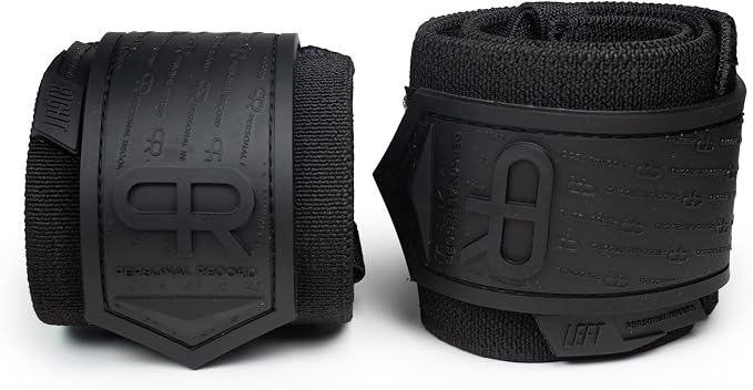 PR Personal Record Heavy Duty Premium Wrist Wraps, More Elasticity, Reinforced Stitching, Extra Wide Strap, Strong Thumb Loop, Larry Wheels Weightlifting Wraps