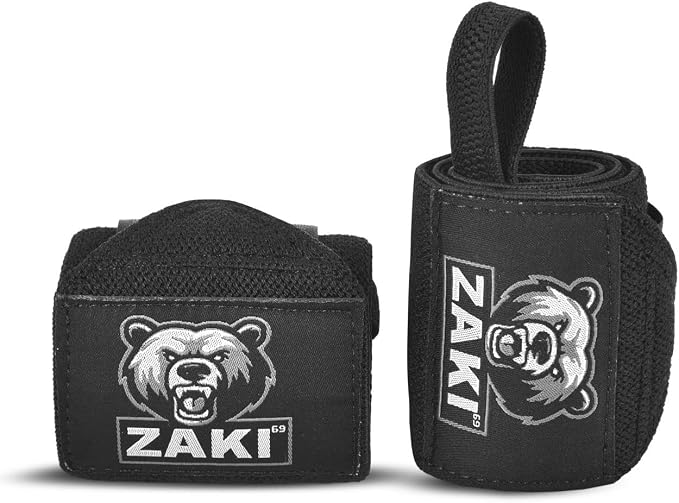 18 Inch Weightlifting Wrist Wraps with Thumb Loop, Adjustable Wrist Support Straps for Gym, Powerlifting, Bench Press, Strength Training, Black Pair